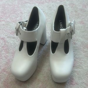 Dolls Kill White Dream Chunky Platform Heels
